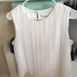 SALE Stunning White Sleeveless Calvin Klein Dressy Women's Blouse Sz M